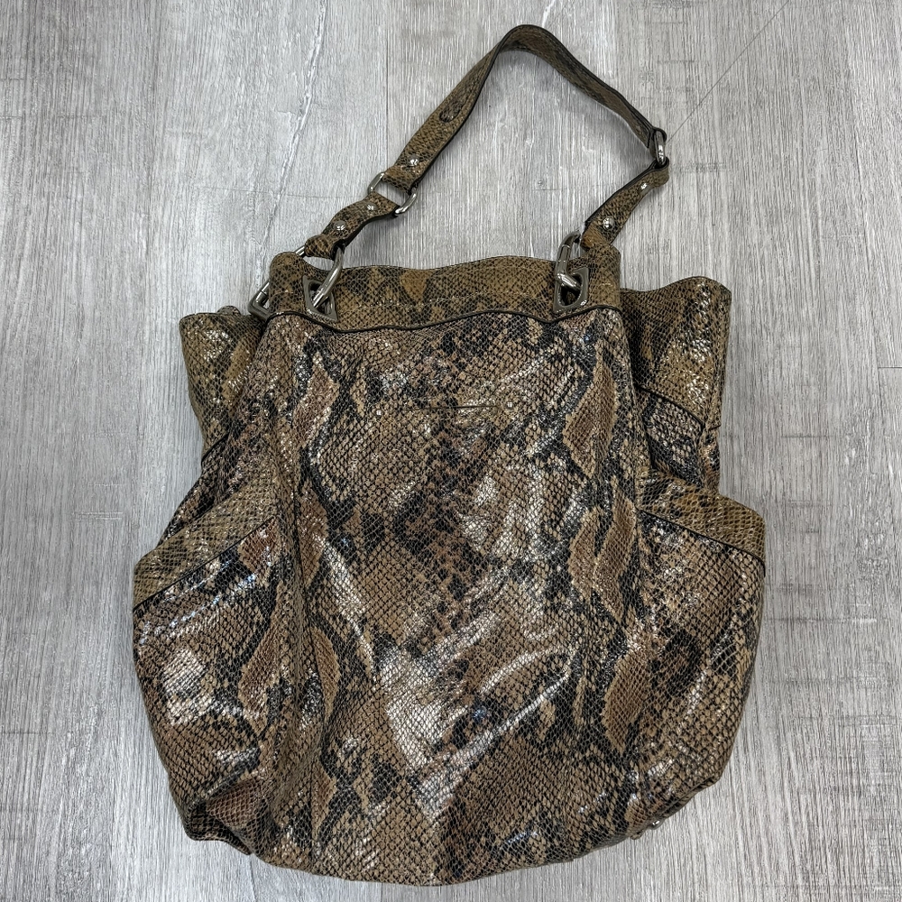 B. Makowsky Python Printed Leather Sholder Handba… - image 4